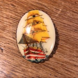Vintage 1950s Clipper Ship Brooch / Pin